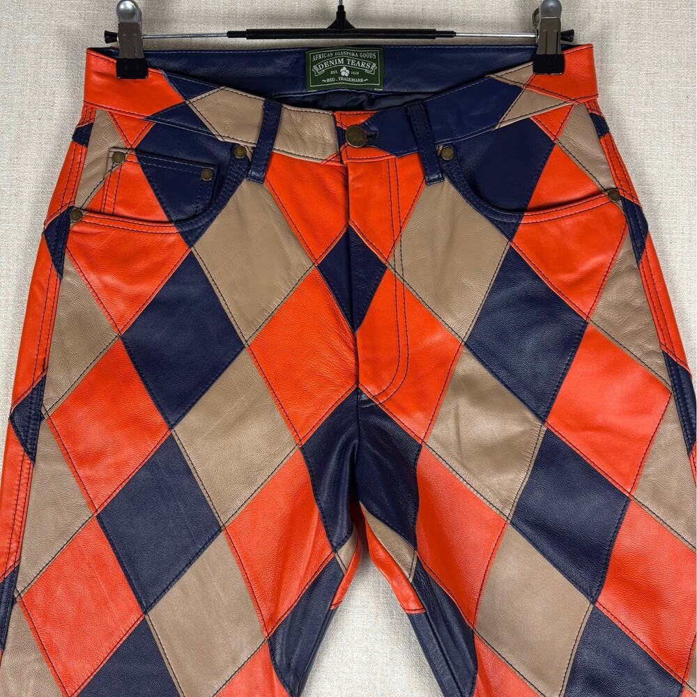 Denim Tears Lamb Leather Jacquard Patchwork Pant Checkered NEW With Tags Small - Picture 4 of 13